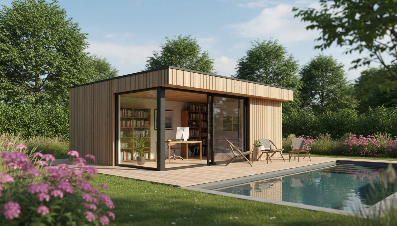 Espace de bureau moderne en open space avec plusieurs postes de travail équipés d'ordinateurs et moniteurs