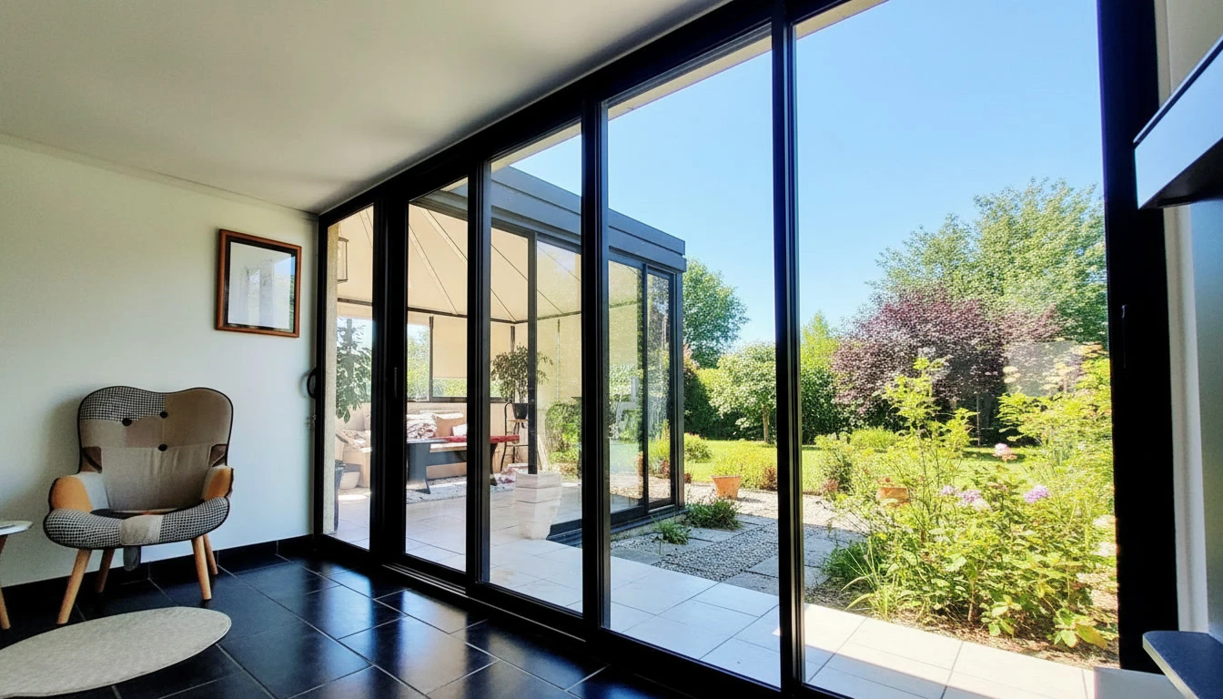 Façade moderne d'une maison contemporaine avec terrasse au premier étage