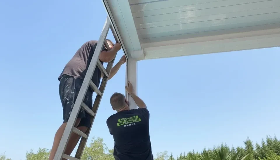 Atelier de menuiserie avec artisan travaillant sur établi en bois